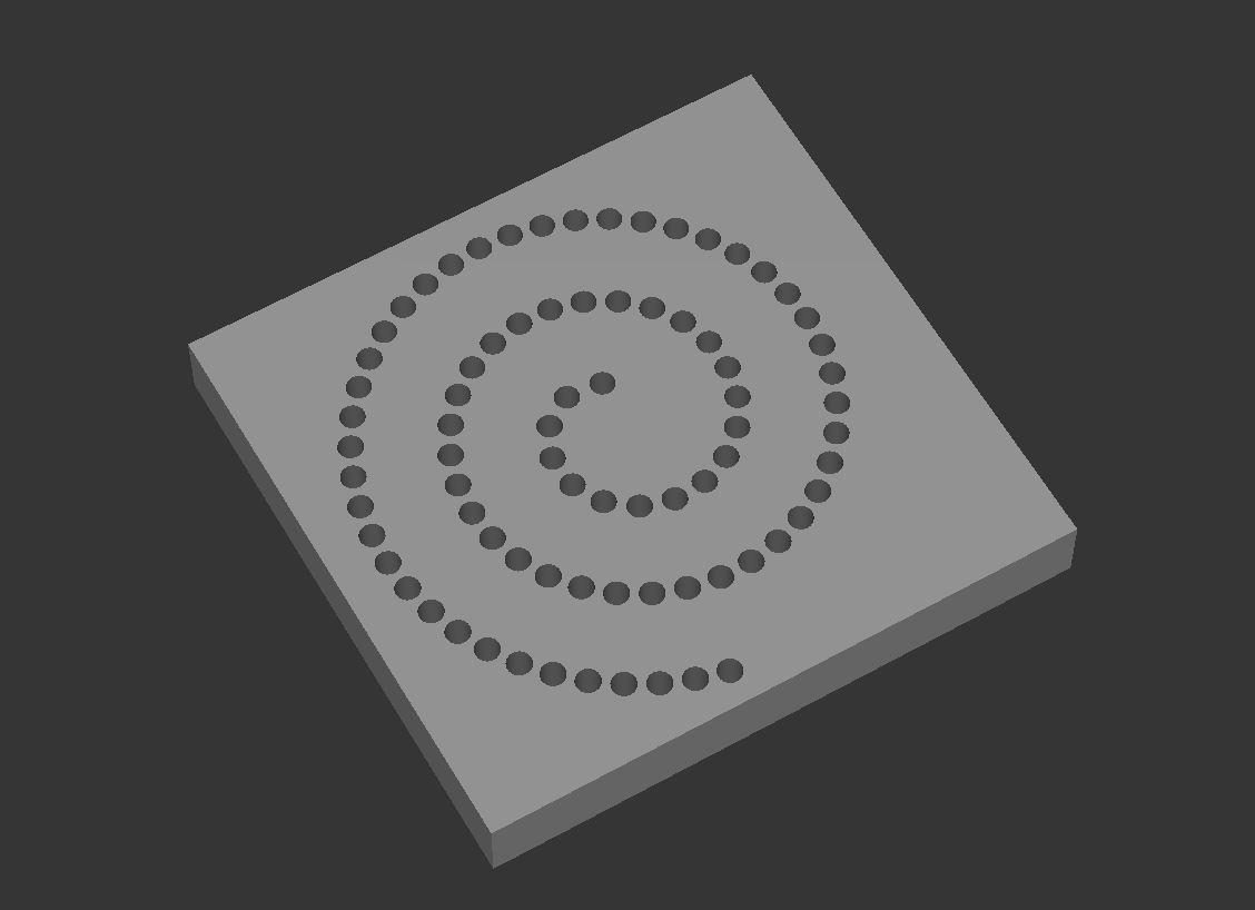 Patrón de puntos espiral y distancias constantes