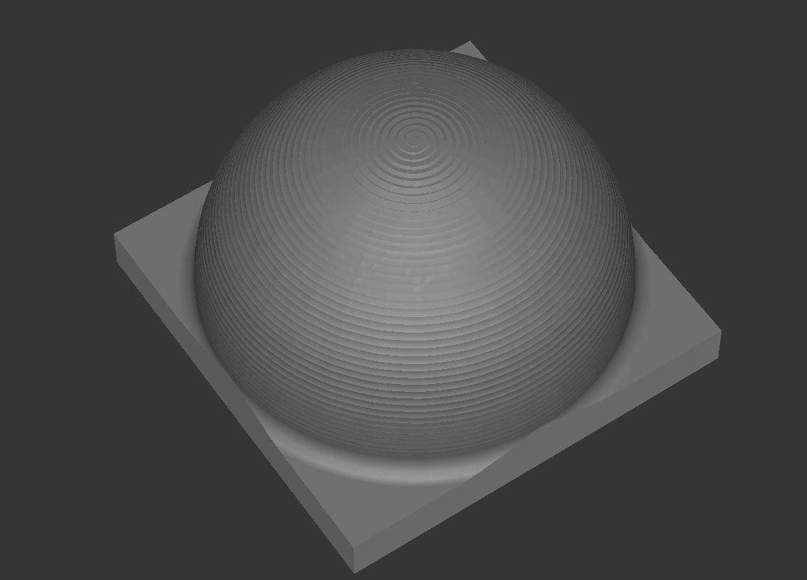 Semiesfera exterior como trayectoria en espiral con fresa toroidal